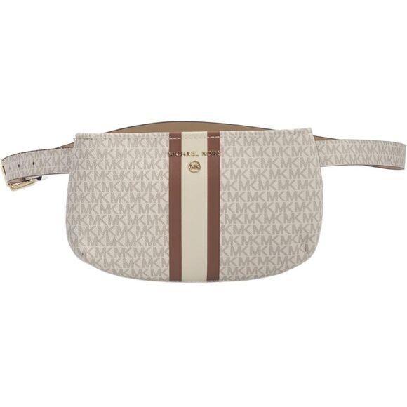 Michael Kors Handbags - **"Michael Kors Jet Set Logo Stripe Waist Bag – Classic Beige/Brown"**